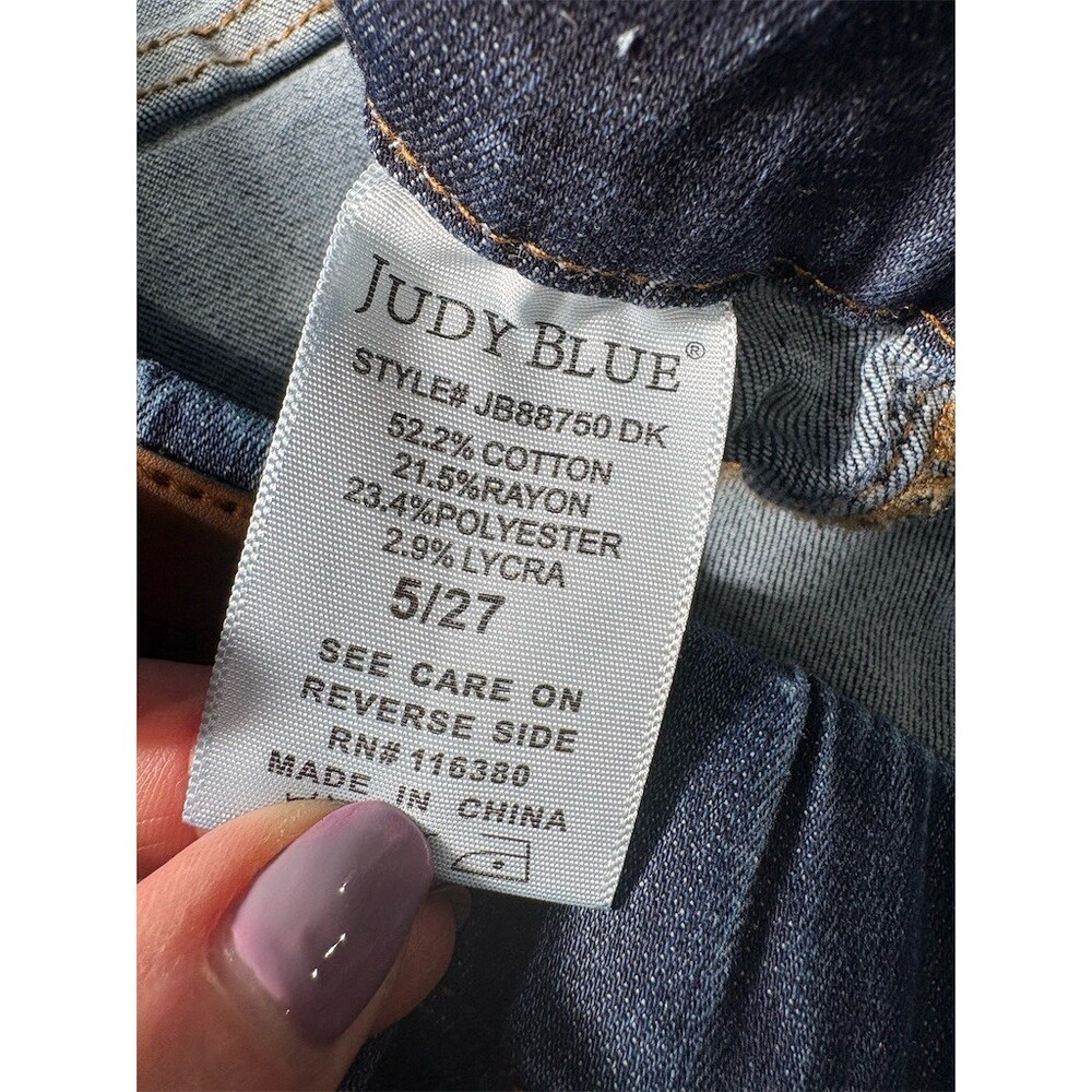 Judy Blue Jeans Womens Size 5 Blue Dark Wash High Rise Pull-On Skinny - Picture 10 of 11